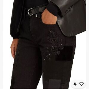 Lauren Ralph Lauren Embellished Patchwork Denim Jeans Black    Size:6